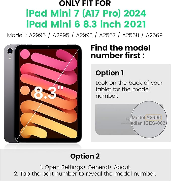 SEYMAC Case for iPad mini 7 (A17 Pro) 2024/ Mini 6 8.3″, Full-Body Shockproof Protective Case with Screen Protector, Rotating Stand, Hand/Shoulder Strap for iPad mini 7th/ 6th Generation, Dark Blue