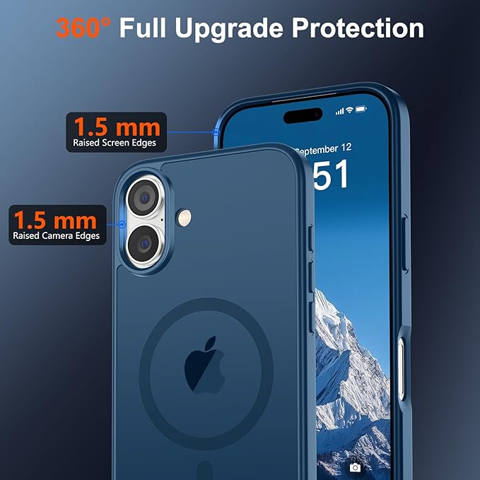 SUPFINE Magnetic for iPhone 17 Case (Compatible with MagSafe)(Military Grade Drop Protection) Translucent Matte Shockproof with Anti-Fingerprint Phone Cover,Deep Blue