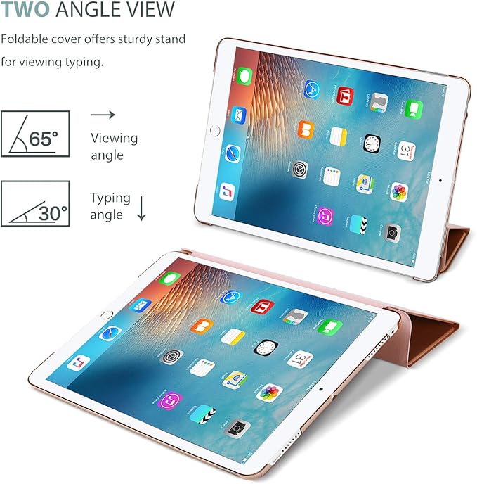 ProCase Smart Case for iPad Pro 9.7 Inch 2016, Ultra Slim Lightweight Stand Smart Case Shell with Translucent Frosted Back Cover for iPad Pro 9.7 Inch (A1673 A1674 A1675) -Rosegold
