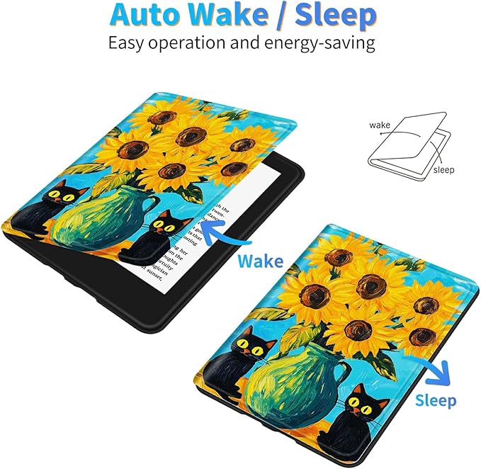for Case for 6" Kindle 10th Generation 2019 Release (Model No J9G29R) E-Reader Case, Slim Kickstand Stand Leather Smart Cover with Auto Wake/Sleep, Art Turtle