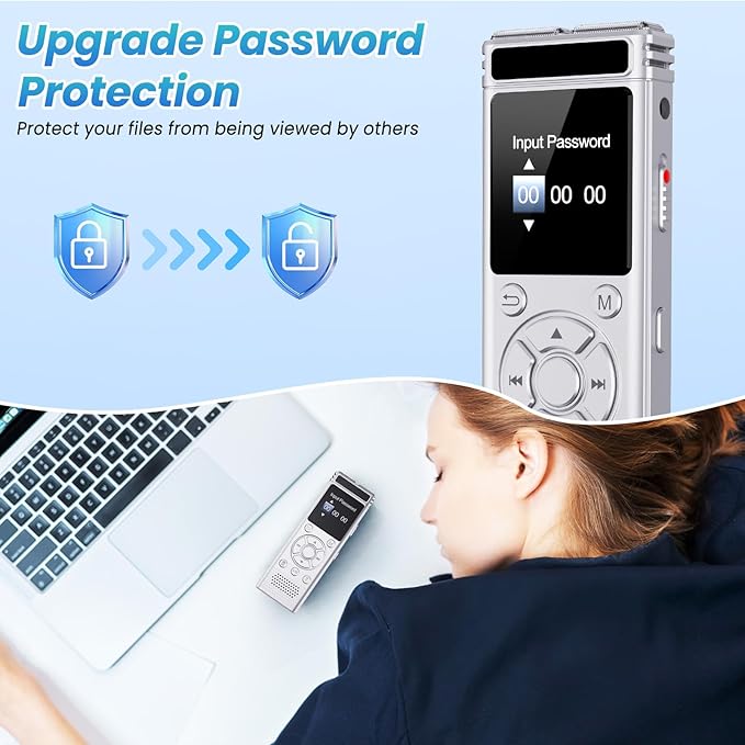 136GB Digital Voice Recorder with Playback,9000 Hours Audio Recording Device,Voice Activated Recorder with Noise Reduction,A-B Repeat,Mp3 Player&Password for Lectures/Meeting/Classes/Interviews,Silver