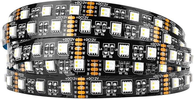 BTF-LIGHTING RGBW LED Strip Lights,UL Listed,5050 4 Colors in 1 RGB + 2700K-3000K Warm White,12V DC,16.4ft/5m 60LEDs/m 12mm Black PCB, IP30 for Home Decoration(No Adapter or Controller)