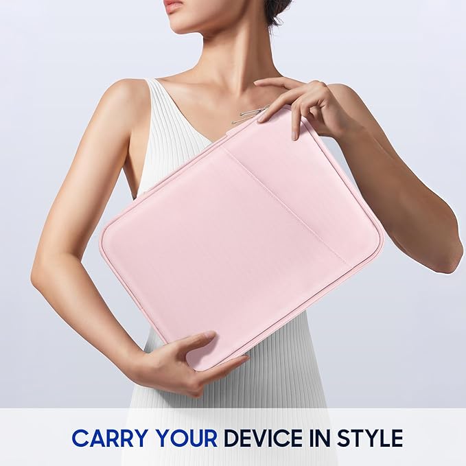 TiMOVO 9-11" Tablet Sleeve Bag for iPad 11-inch A16 2025, iPad 10.9"/10.2"| Air 11 Inch/5th/4th Gen. 10.9", Galaxy Tab A9+/A11Plus 11", Protective Bag with Pockets, Pink