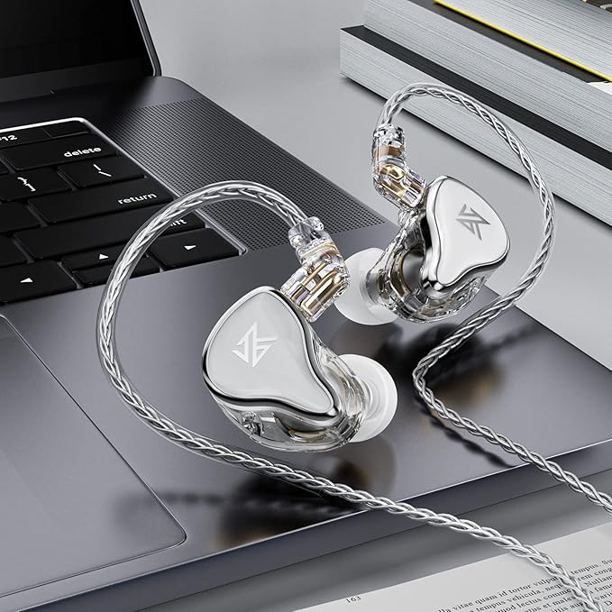 KZ ZAS in Ear Monitor Earphone 7BA+1DD 8 Unit Hybrid Technology IEM Headphones Noise Isolation, 8 Core Cable 3.5mm Jack Wired Earbuds (No Mic, White)