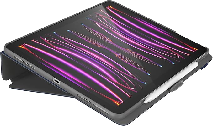Speck Case for iPad Pro 6th Generation 12.9 Inch - Drop & Camera Protection, Slim Multi Range Stand, Apple Pencil Holder - Arcadia Navy/Moody Grey