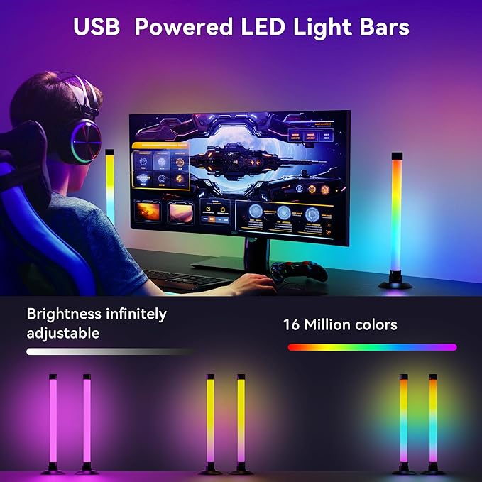 NBBUFF Led Light Bar with Music SynC Color Changing, Led Bar with App & Remote Control, RGB+IC & W Smart RGB Light Bar, USB Powered Led Lights, Dynamic PC Room Monitor Backlight Gaming Accessories