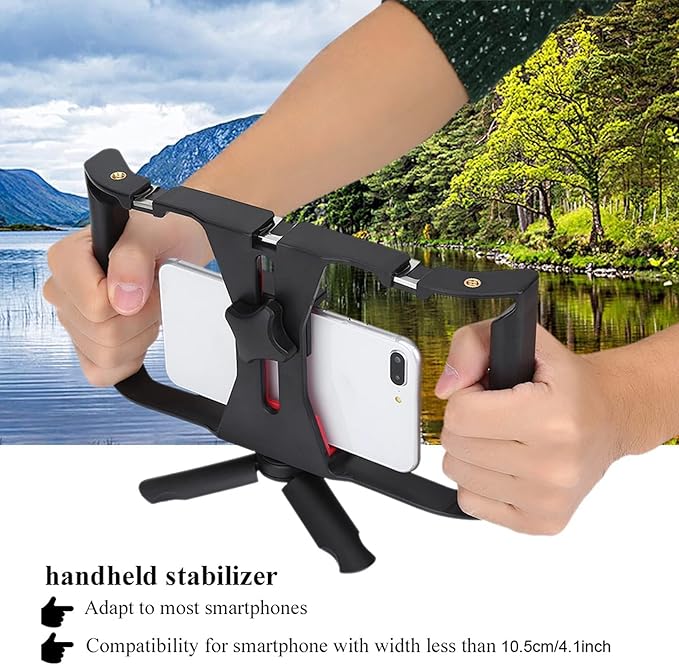 Smartphone Video Rig, Phone Video Cage Grip with Cold Shoe Mount Filmmaking Vlogging Case Phone Stabilizer Mount Phone Holder for Video Recording Handheld Stabilizer for Videomaker Videographer