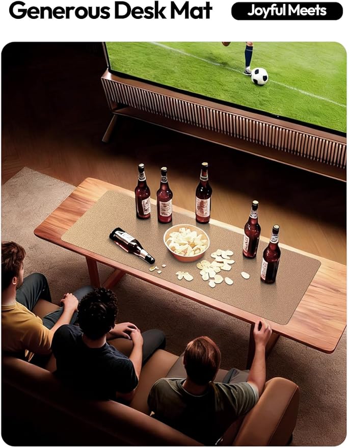 YSAGi Leather Desk Protector, Office Mat, Large Mouse Mat, Non-Slip PU Leather Blotter, Laptop Desk Pad, Waterproof Writing Pad for Office and Home (Bronze, 23.6" x 13.8")