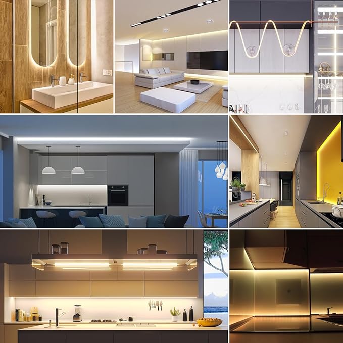 BTF-LIGHTING FCOB COB LED Strip IP65 Flexible High Density Uniform Light 8W/m 16.4FT DC12V Natural White 4000K 336LED/m CRI 90+ 8mm Width Dimmable LED Ribbon for Decor(No Adapter or Controller)