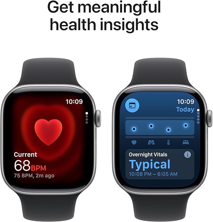 Apple Watch Series 11 [GPS 46mm] Smartwatch with Space Gray Aluminum Case with Black Sport Band - M/L. Sleep Score, Fitness Tracker, Health Monitoring, Always-On Display, Water Resistant