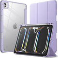 JETech Case for iPad Pro 11-Inch M5/M4 2025/2024 (6th/5th Generation) with Pencil Holder, Clear Transparent Back Shell Slim Stand Shockproof Tablet Cover, Auto Wake/Sleep (Purple)