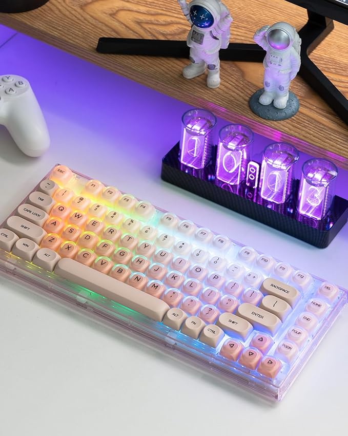 Womier X75 75% Wireless Mechanical Keyboard, Hot Swappable Computer Creamy Keyboard, Foundation Jelly Keycaps, Pre-lubed Switches Gasket Mount RGB Backlit Gaming Keyboards for Win/Mac, Pink