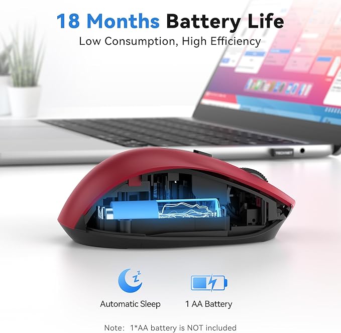 TECKNET Wireless Mouse for Laptop, Silent Mouse Quiet Click, Computer Mice Wireless, 6 Adjustable 4000 DPI Computer Mice