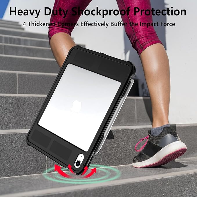 Waterproof Case for Apple iPad 11(A16) 2025/10th Gen 10.9 inches, Built-in Apple Pencil Holder Camera Screen Protector, Fit with Magic Keyboard, 360 Full Body Protective Pad Cover, Black