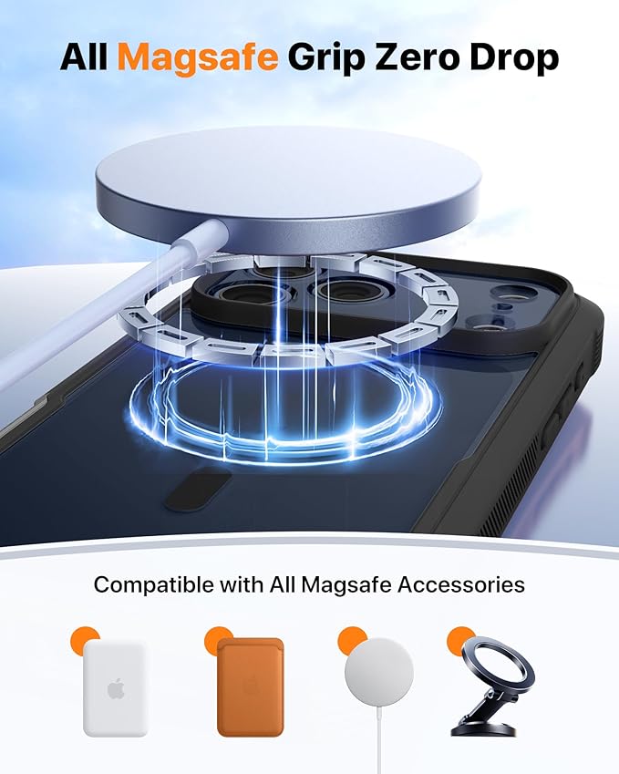 Diaclara Magnetic Designed for iPhone 17 Pro Max Case Full Body Bumper,[Compatible with MagSafe] Military Drop Proof Cover with Built-in Touch Sensitive Anti-Scratch Screen Protector, Black