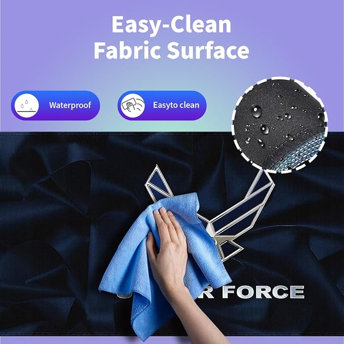 Large Gaming Mouse Pad (31.5" x 15.8") - US Air Force Navy Blue Great Gift Idea Patriotic Military Design, Extra XXL Office Accessories, Premium Stitched Anti-Slip Office Desk Mat