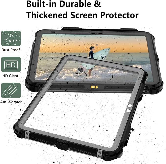 Waterproof Case for Apple iPad 11(A16) 2025/10th Gen 10.9 inches, Built-in Apple Pencil Holder Camera Screen Protector, Fit with Magic Keyboard, 360 Full Body Protective Pad Cover, Black