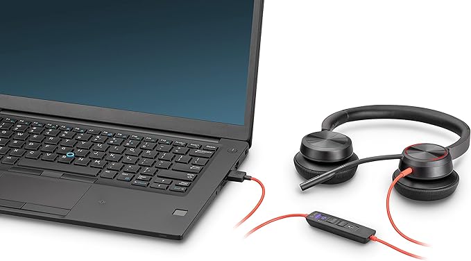 Plantronics Poly - Blackwire 8225 Wired Headset with Boom Mic Dual-Ear (Stereo) Computer Headset - USB-A to Connect to Your PC/Mac - Active Noise Canceling-Works with Teams (Certified), Zoom &More