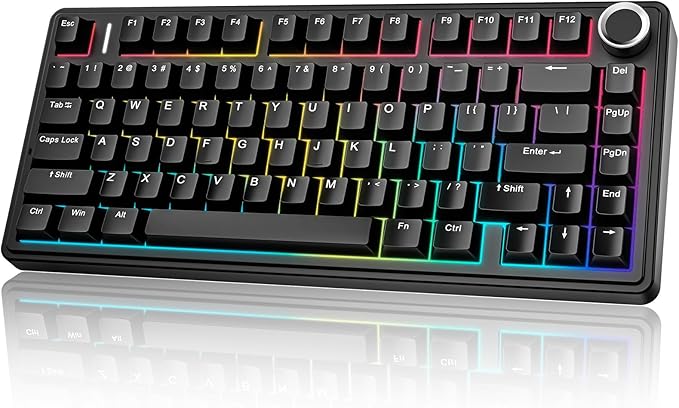 AULA F75 - 75% Wireless Mechanical Keyboard,Hot Swappable Custom Gaming Keyboard with Knob,BT5.0/2.4GHz/USB-C,RGB Backlit,Pre-lubed Switches,Double Shot PBT Keycaps,Creamy Mechanical Gaming Keyboards
