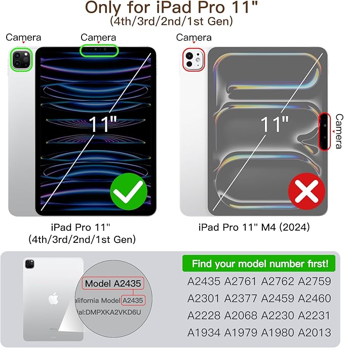 JETech Case ONLY for iPad Pro 11 Inch (2022/2021/2020/2018) with Pencil Holder, Clear Transparent Back Shell Slim Stand Shockproof Tablet Cover, Auto Wake/Sleep (Misty Blue)