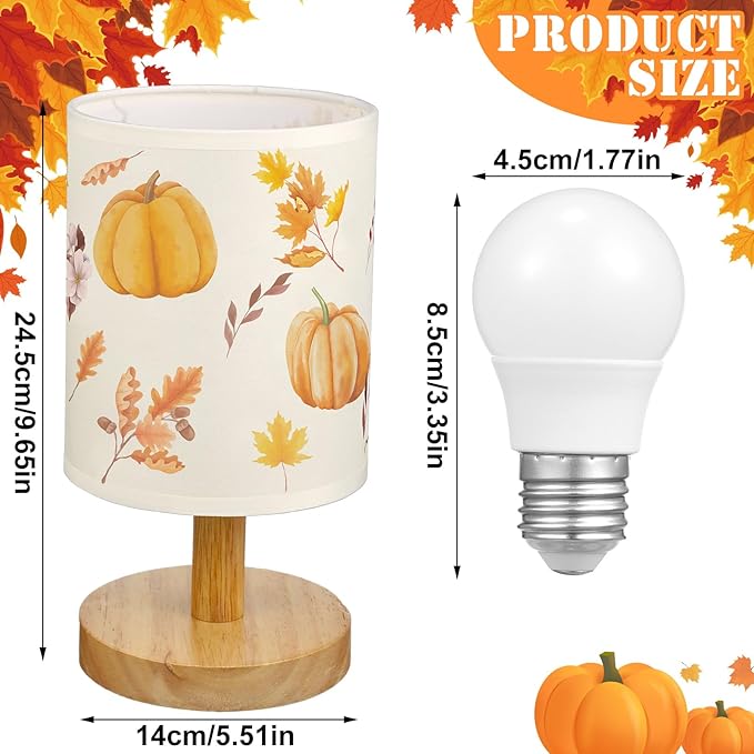 VIHOSE Fall Autumn Bedside Lamp Thanksgiving Pumpkin Table Harvest Lamp Vintage Decorations Lampshade for Table Living Room Dorm Home Office