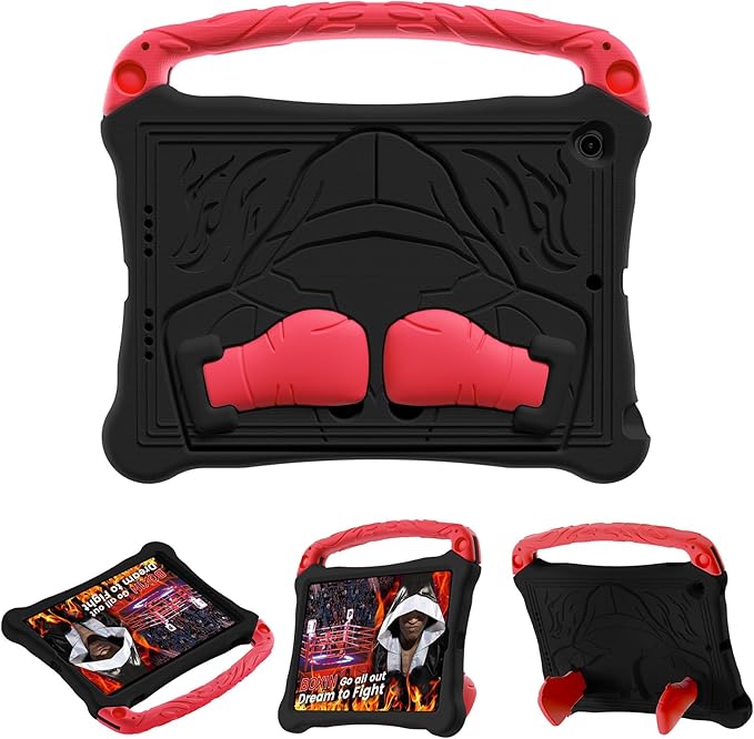 Dteck for iPad Air 3rd Generation and iPad Pro Case 10.5" 2019/2017 Release, Cute Boxing Shockproof Hard Case with Handle/Kickstand/Shoulder Strap, Protective Lightweight Kids-Friendly Cover, Black