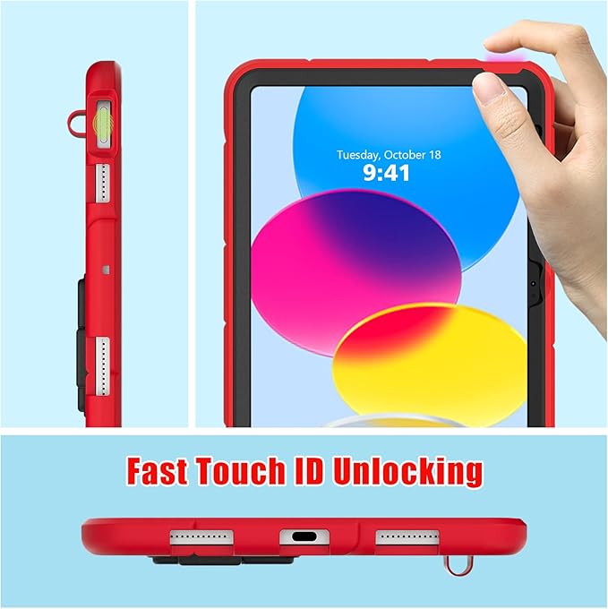 AKABEILA Compatible with Apple iPad (2026) 12th A19/iPad (2022) 10th/iPad (2025) 11th A16 Tablet Case，Lightweight Shockproof Protective Cover with Kickstand for Kids Children Boys Babies Red Black