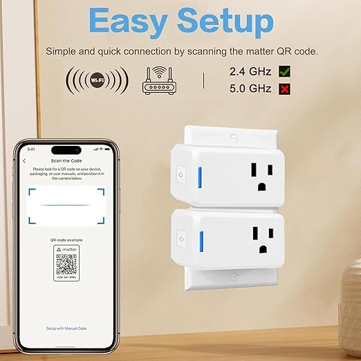 Jinvoo Matter Smart Plug, Smart Socket, Alexa Plug, 100% Privacy Protection, Compatible with Apple Home, Alexa, Google, SmartThingss, 4 Packs