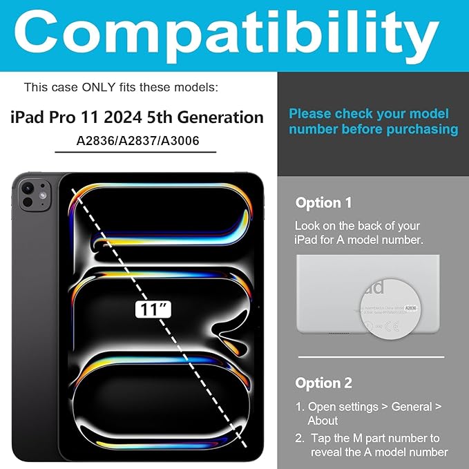 Case for iPad Pro 11 M4 2024 with Screen Protector | Silicone Rugged Protection Case with Rotating Stand Hand Strap Shoulder Strap for iPad Pro 11 Inch 5th Generation Model A2836/A2837/A3006