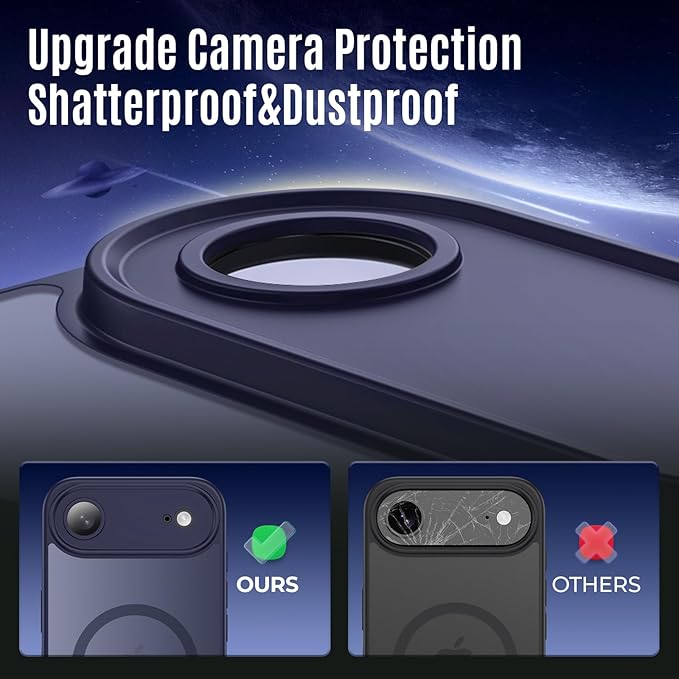 Symcele Designed for iPhone Air Case, Compatible with MagSafe, [Camera Protection] [15FT Military Drop Protection] Shockproof Translucent Matte Anti-Slip Thin Slim Phone Case, 6.5", Deep Blue