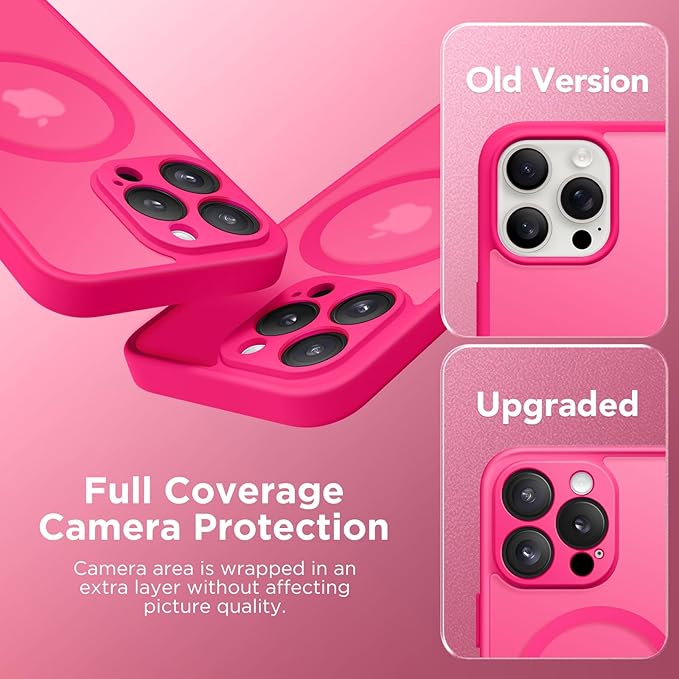 CAPRARO CAPRRO Magnetic for iPhone 13 Pro Max Case, [Compatible with MagSafe] [Full Camera Protection] Shockproof Protective Slim Translucent Matte Phone Case for iPhone 13 Pro Max 6.7'', Hot Pink