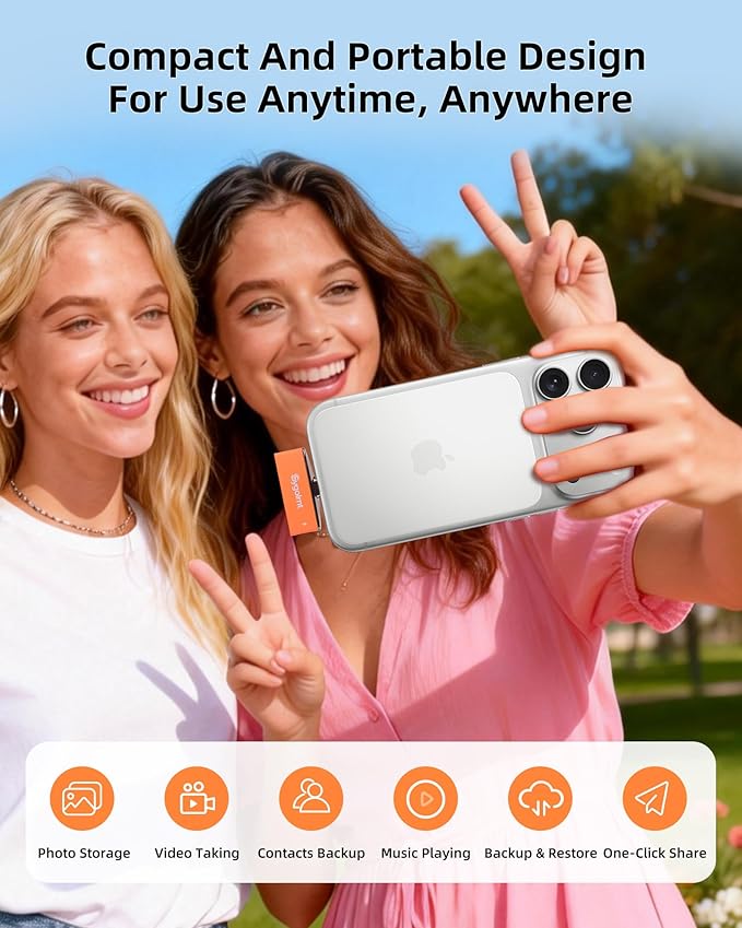 USB C Flash Drive for iPhone Photo Stick 256GB Thumb Drive with Type-C Charging Port, USB Memory Stick for Photos Videos, High Speed Jump Drive External Storage for iPad/Android Phones/PC (Orange)