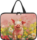 Pink Pig Floral 13 Inch Laptop Sleeve, Cute Computer Bag Tablet Carrying Case Laptop Cover Tote Bags Notebook Sleeves Handbag Messenger Briefcase for Travel/Work/School