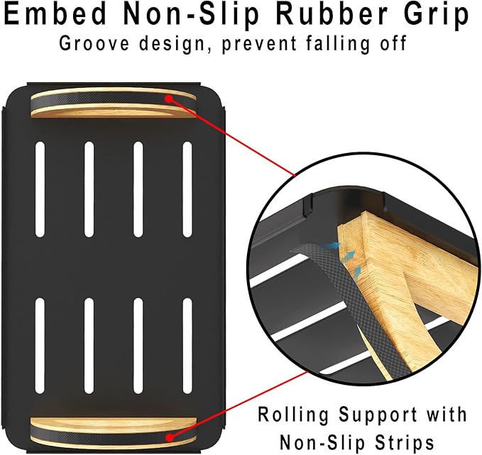 STWWO Ergonomic Rocking Foot Rest for Office, Wooden Footrest for Posture Support & Blood Circulation, Under Desk Chair Foot Rest Metal for Relieve Back, Lumbar Pain