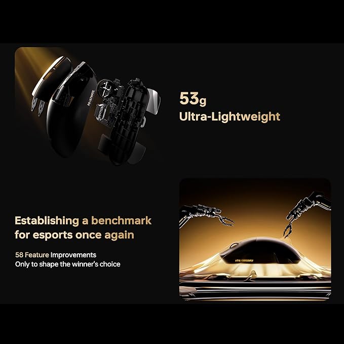 ATK Dragonfly A9 Ultra Max Wireless Gaming Mouse, 55g Lightweight, PAW3395 Ultra Sensor, Nordic 54L15 MCU, 8K Polling, 800 Hr Battery Life, Dual-Mode 2.4G/Wired