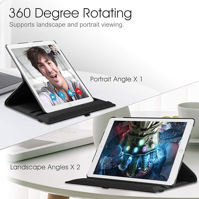 Fintie Rotating Case - 2017/2015 iPad Pro 12.9 inch (Old Model) 1st & 2nd Gen Case, 360 Degree Swiveling Stand Protective Back Cover, Supports Auto Wake/Sleep, Black