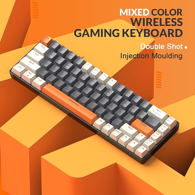 MAGIC-REFINER RK68 60% Wireless Mechanical Keyboard, Bluetooth 5.0/2.4GHz with Dual Mode 2-in-1 Receiver, Compact 68-Key Hot Swappable Gaming Keyboard, Linear Red Switch for PC Mac Xbox Smartphone