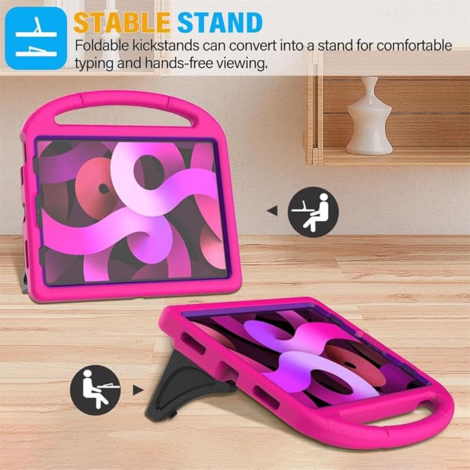 SUPLIK Kids Case for iPad Air 5th/4th Generation (10.9 inch,2022/2020), Built with Screen Protector, iPad Air 5 Kidproof Case with Handle Stand for Apple iPad Air 4/5&Pro 11 Old Version, Pink&Purple
