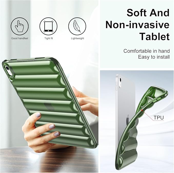 for iPad mini 7 A17 Pro 2024 & iPad mini 6 Case 2021 (8.3 inch) Shockproof Soft TPU Back Cover Silicone Bumper Anti-Yellowing Lightweight Clear Shell for iPad mini 7th/6th Generation, Green