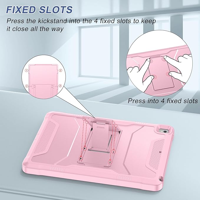 Soke Case for iPad 6th/5th Generation 9.7 Inch 2018/2017,with Built-in Screen Protector and Kickstand, Rugged Full-Body Heavy Duty Protective Cover for Apple iPad Air 2 /Pro 9.7 - Pink