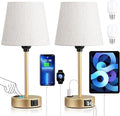 Lamp for bedrooms Set of 2 - Nightstand Bedroom Lamp with USB C Port and AC Outlet Charging, 3 Way Dimmable Touch Control Bed Side Table Lamp, Small Night Stand Light for Kids/Guest Room