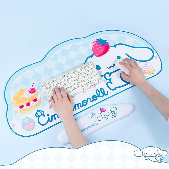 Kuitmor Anime Dog Mouse Pad Wrist Rest Support Set, Non-Slip Desk Mat and Memory Foam Cloud Wrist Rest for Keyboard and Mouse, Perfect for Gaming or Home Office Work - DEG