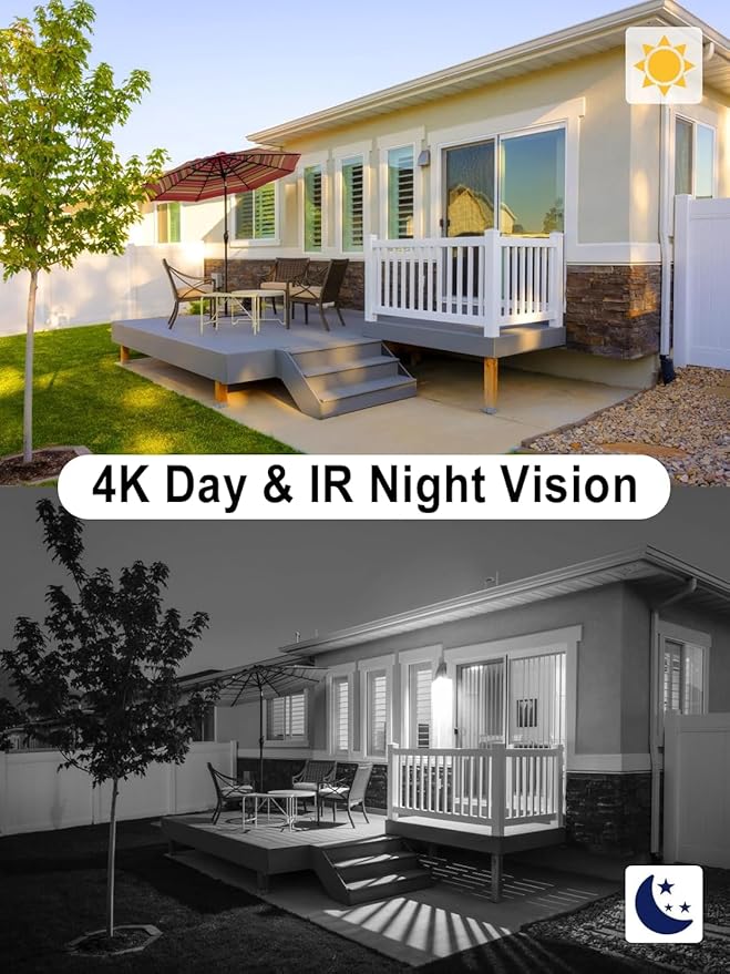 Anpviz 4K PoE IP Camera Outdoor, 8MP Smart Dual Light Turret Camera, Human/Vehicle Detection, 2.8mm Lens Wide Angle, Full Metal Housing, Built-in Mic, 120dB WDR, IP67, No Adapter, IPC-D3083WD-S
