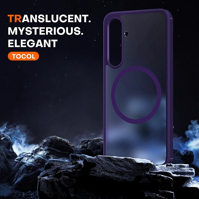 TOCOL Magnetic for Samsung Galaxy S24 FE Case, [15FT Military Grade Protection] [Compatible for Mag-Safe] Translucent Matte Hard Back for Galaxy S24 FE 6.7 Inch, Midnight Purple