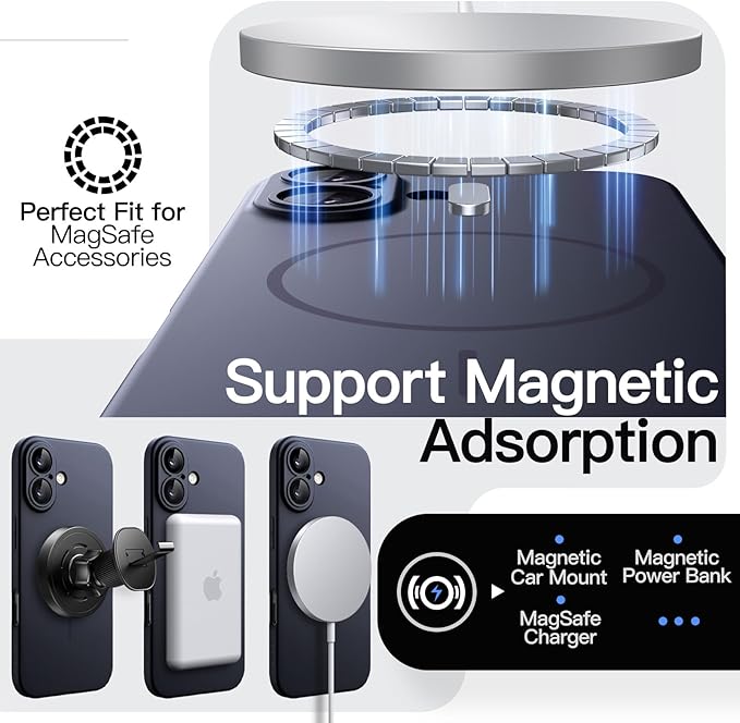 JETech Magnetic Slim Case for iPhone 17 6.3-Inch, Compatible with MagSafe, Ultra-Thin Lightweight Minimalist Phone Cover with Matte Finish and Full Camera Lens Protection (Deep Blue)