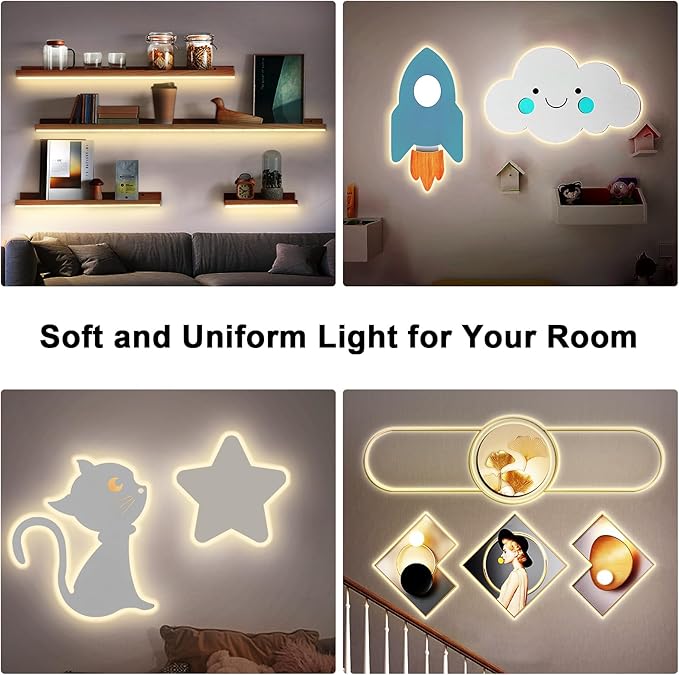 Tatazone White COB Led Strip Lights Max with RF Remote, 16.4ft 2700K CRI93+ Dimmable Ultra Bright Warm White COB Light Strip, Adhesive Indoor COB Led Lights for Living Room, Shelf, Cabinet