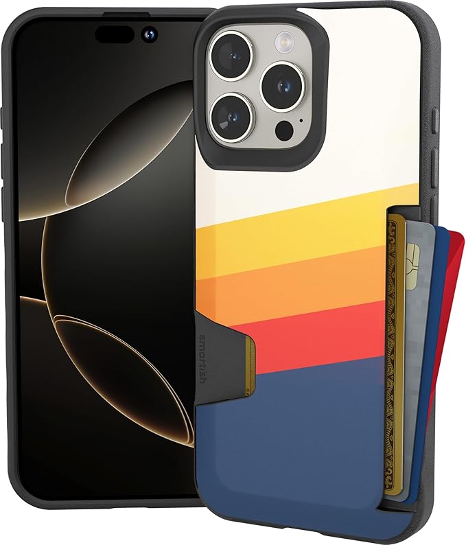 Smartish® iPhone 16 Pro Max Wallet Case - Wallet Slayer Vol. 1 [Slim + Protective] Credit Card Holder - Drop Tested Hidden Credit Card Slot Cover for Apple iPhone 16 Pro Max - Striped Up