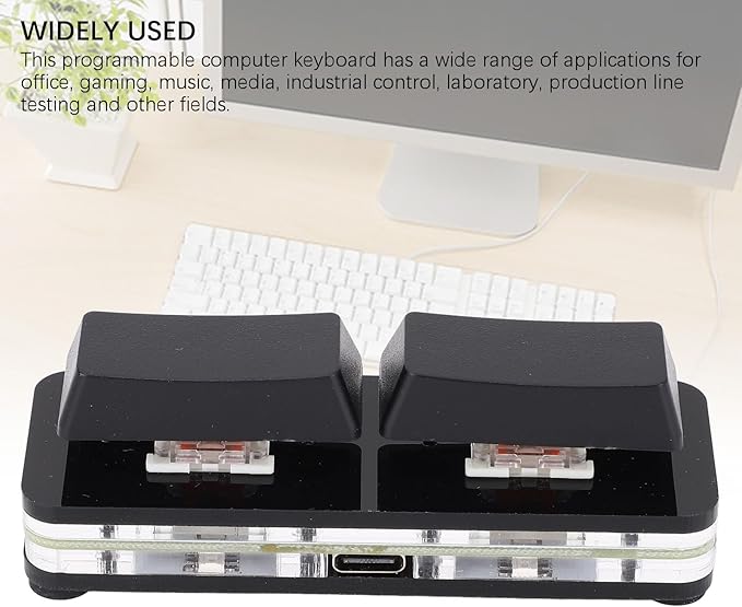 Programmable PC Keyboard 2 Key RGB USB Wired Hot Swappable Mechanical Keypad, Gaming Keyboard with Customizable Scripts, Compact OSU Keypad for OS X Pi, Includes Type C Cable a (Black)