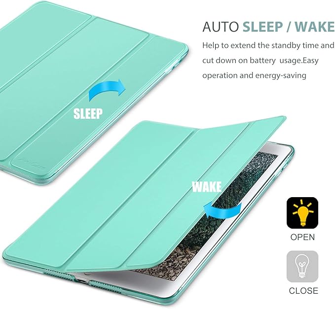 ProCase Smart Case for iPad 9.7 Inch iPad 6th/5th Generation 2018 2017(Model: A1893 A1954 A1822 A1823), Ultra Slim Lightweight Stand Cover with Translucent Frosted Back -Mint