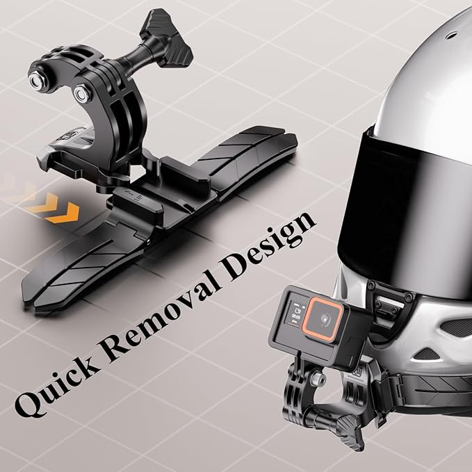 Kewig Universal Motorcycle Helmet Chin Camera Mount with Bendable Mounting Base & Strong Adhesive Pads, Quick-Release Design, Angle Adjustable, Compatible with DJI OSMO/Insta360 Action Camera